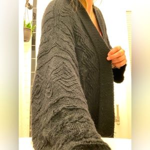 Reformation belted cable knit robe sweater